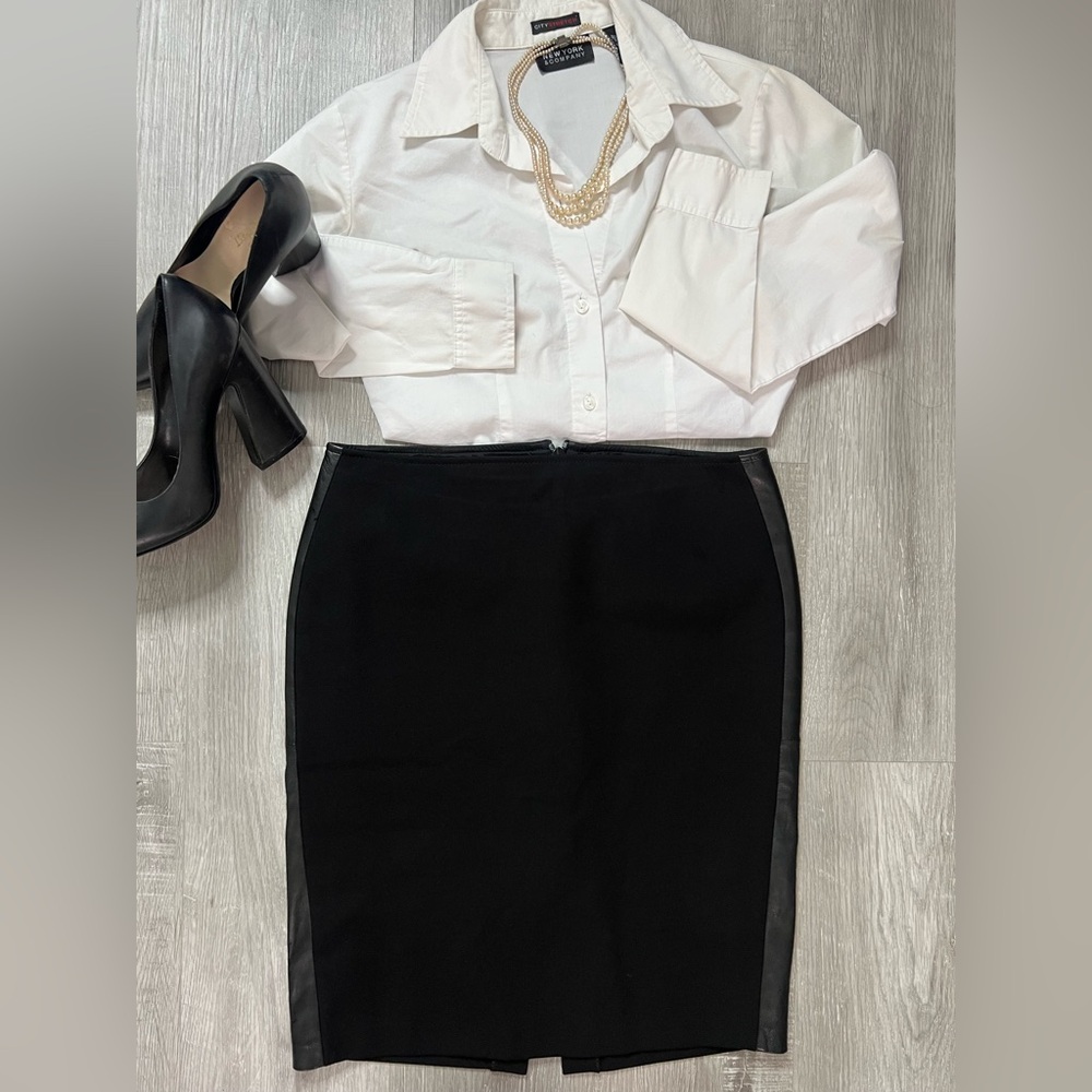🖤 Danier Genuine Italian Leather Black Pencil Skirt – UK 12
